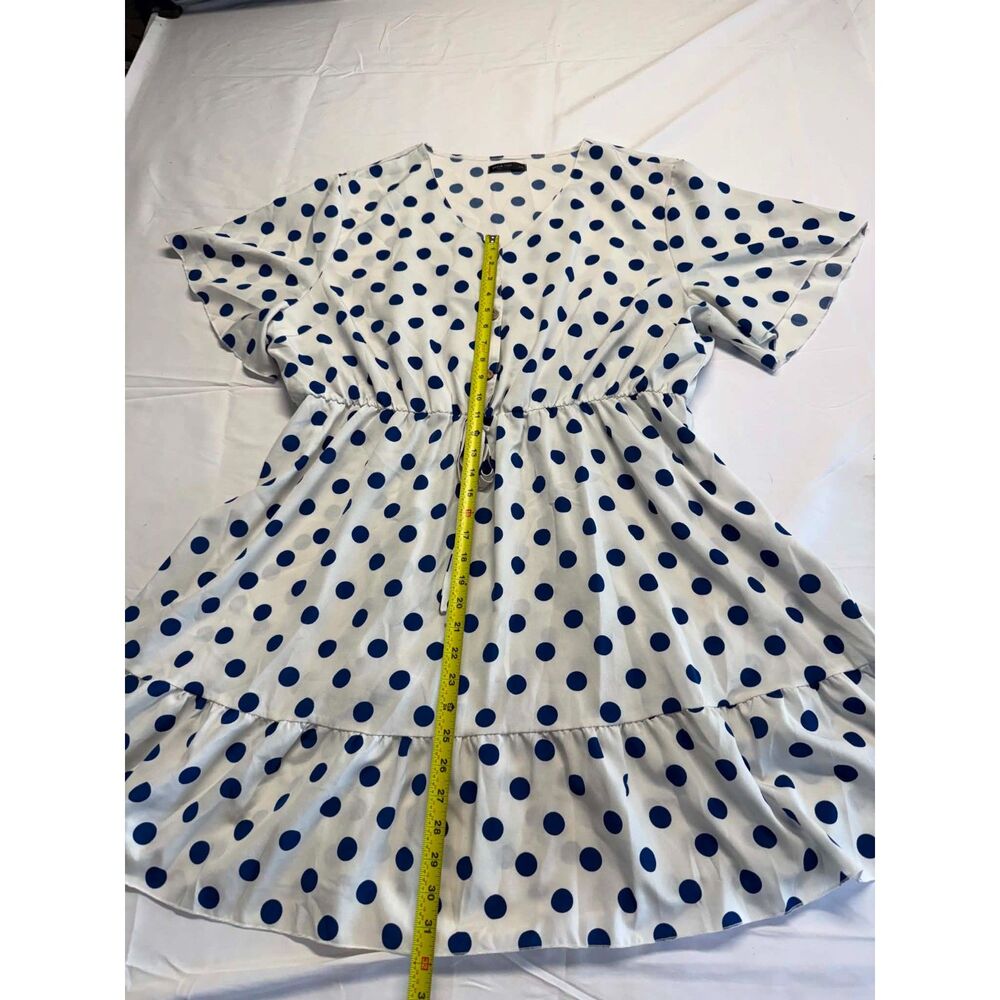 Shein Size 4 White and Blue Polka Dot Dress